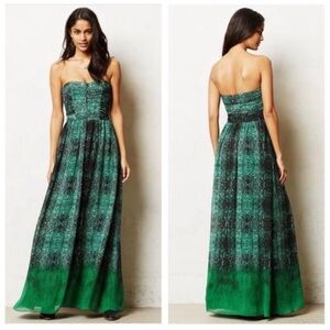 Anthropologie - Moulinette Soeurs Strapless Green Snake Print Dress - 0
